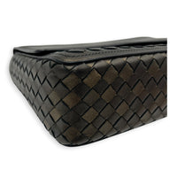 Intrecciato Gold Shoulder Bag in Lambskin, Gunmetal hardware