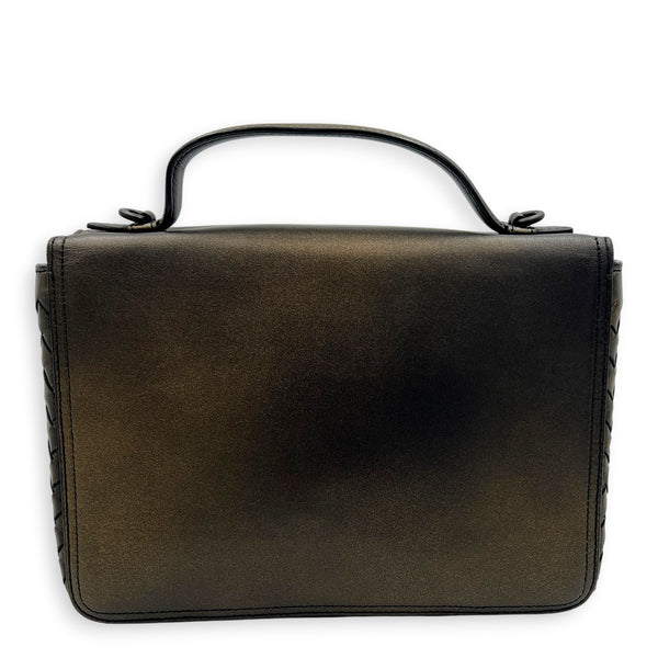 Intrecciato Gold Shoulder Bag in Lambskin, Gunmetal hardware