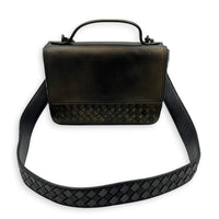 Intrecciato Gold Shoulder Bag in Lambskin, Gunmetal hardware