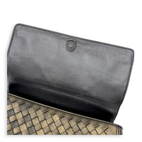 Intrecciato Gold Shoulder Bag in Lambskin, Gunmetal hardware