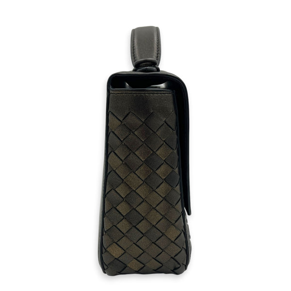 Intrecciato Gold Shoulder Bag in Lambskin, Gunmetal hardware