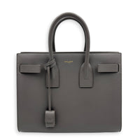 Sac de Jour Top Handle Bag Large Grey in Calfskin, Gold hardware