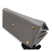 Sac de Jour Top Handle Bag Large Grey in Calfskin, Gold hardware