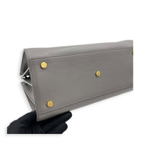 Sac de Jour Top Handle Bag Large Grey in Calfskin, Gold hardware