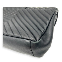 College Black Shoulder Bag in Calfskin, Ruthenium hardware