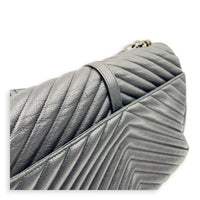 College Black Shoulder Bag in Calfskin, Ruthenium hardware