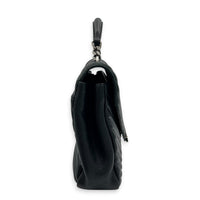 College Black Shoulder Bag in Calfskin, Ruthenium hardware