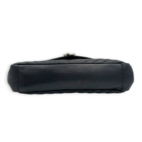 College Black Shoulder Bag in Calfskin, Ruthenium hardware