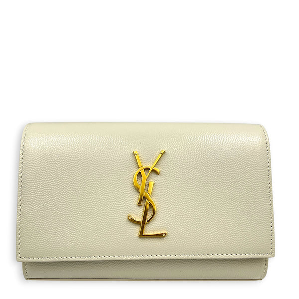 Kate White Belt Bag in Calfskin, Gold hardware