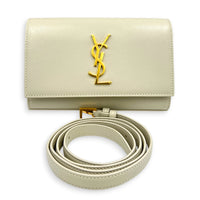 Kate White Belt Bag in Calfskin, Gold hardware