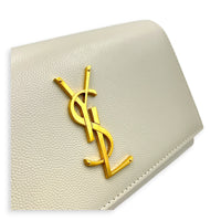 Kate White Belt Bag in Calfskin, Gold hardware