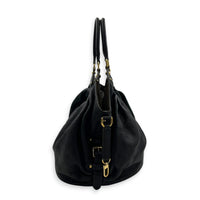 Mahina Black Shoulder Bag in Calfskin, Gold hardware