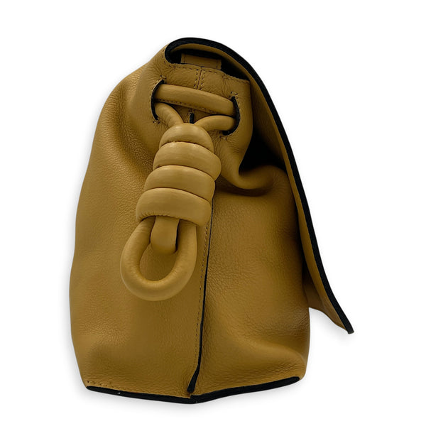 Flamenco Yellow Shoulder Bag in Calfskin, Silver hardware