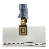 Sunshine Tote White Tote Bag in Calfskin, Gold hardware