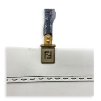 Sunshine Tote White Tote Bag in Calfskin, Gold hardware