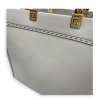 Sunshine Tote White Tote Bag in Calfskin, Gold hardware