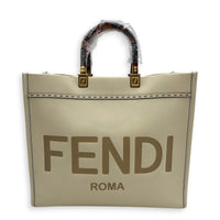 Sunshine Tote White Tote Bag in Calfskin, Gold hardware