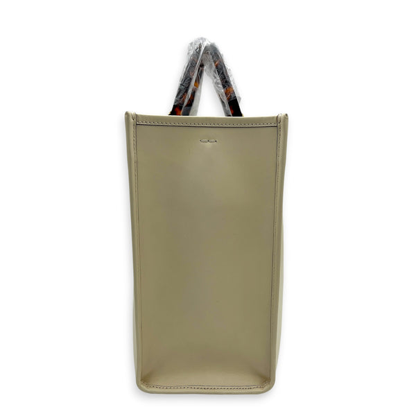Sunshine Tote White Tote Bag in Calfskin, Gold hardware