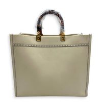 Sunshine Tote White Tote Bag in Calfskin, Gold hardware