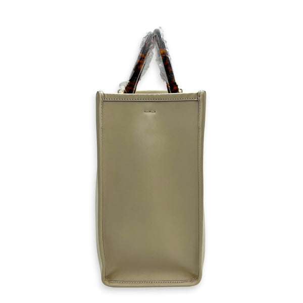 Sunshine Tote White Tote Bag in Calfskin, Gold hardware