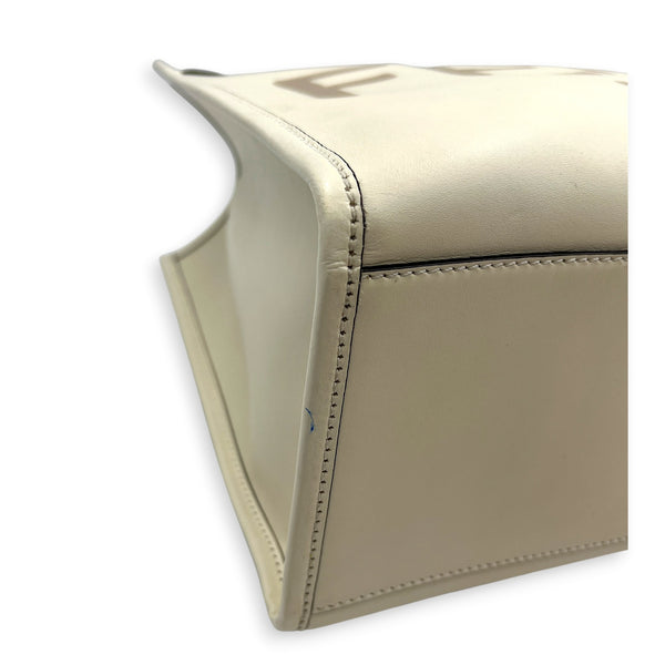 Sunshine Tote White Tote Bag in Calfskin, Gold hardware