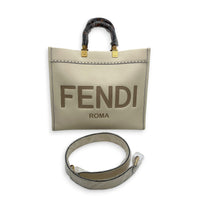 Sunshine Tote White Tote Bag in Calfskin, Gold hardware