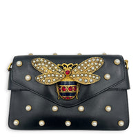 Broadway Mini Black Shoulder Bag in Calfskin, Gold hardware