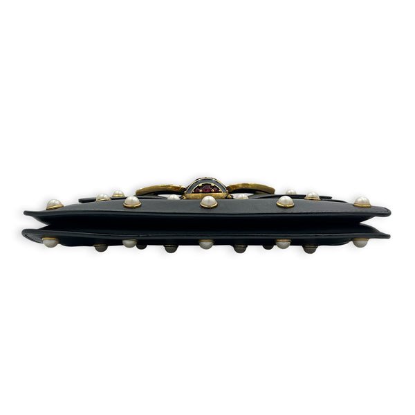 Broadway Mini Black Shoulder Bag in Calfskin, Gold hardware