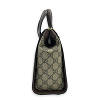 Ophidia Top Handle Bag Brown in Coated Canvas, Gold hardware