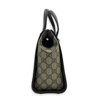 Ophidia Top Handle Bag Brown in Coated Canvas, Gold hardware