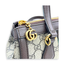 Ophidia Top Handle Bag Brown in Coated Canvas, Gold hardware