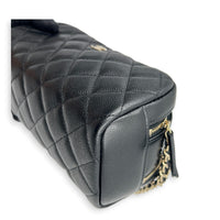 CC Quilted Toiletry  Pouch Black in Caviar Leather, Gold hardware