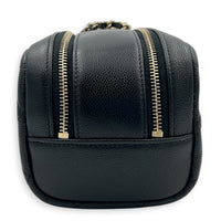 CC Quilted Toiletry  Pouch Black in Caviar Leather, Gold hardware