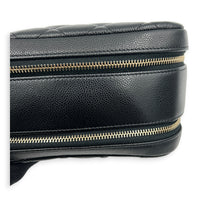 CC Quilted Toiletry  Pouch Black in Caviar Leather, Gold hardware