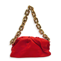 The Chain Pouch Orange Shoulder Bag in Calfskin, Gold hardware