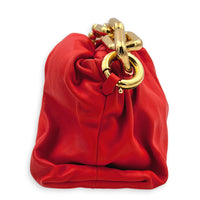 The Chain Pouch Orange Shoulder Bag in Calfskin, Gold hardware
