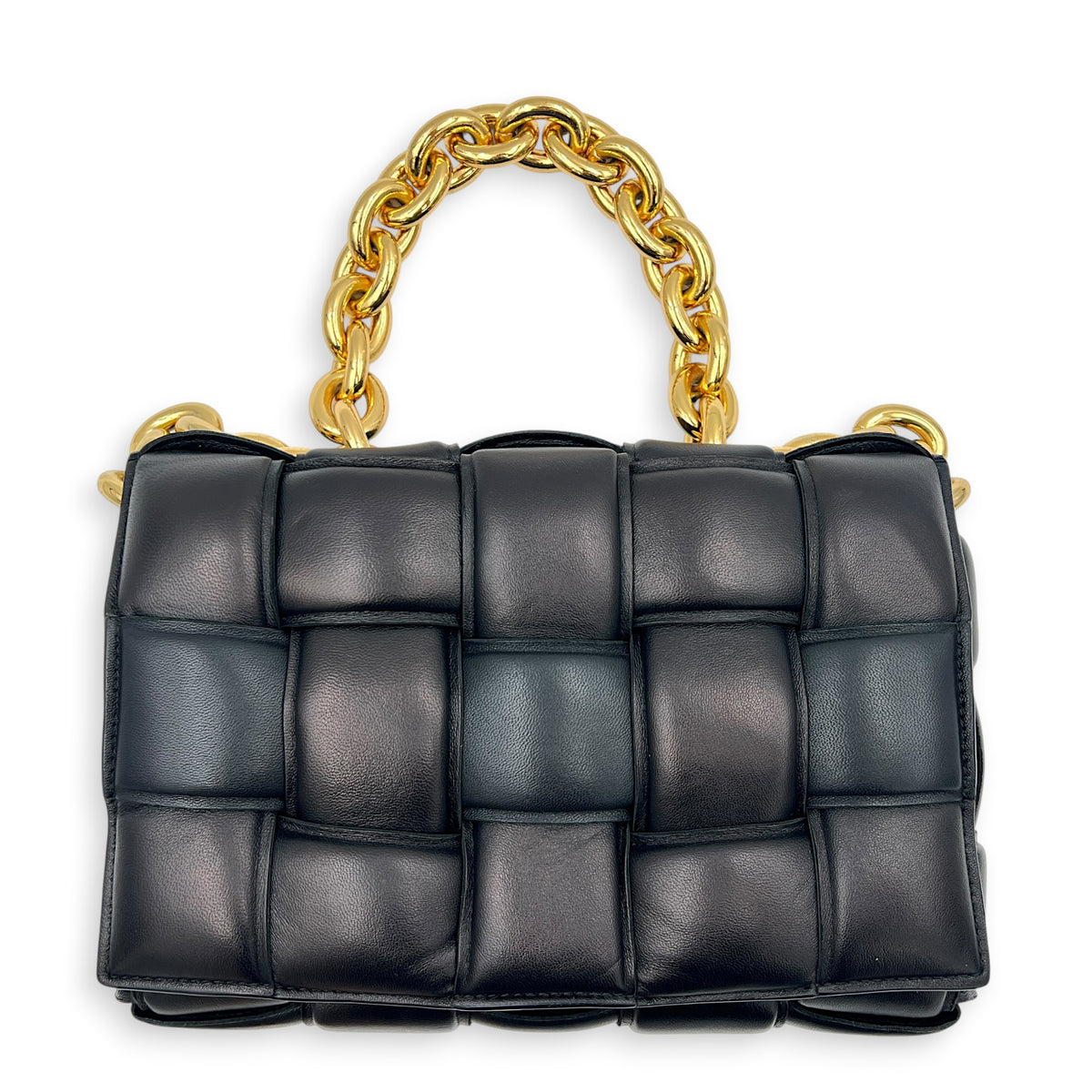 Cassette Shoulder Bag Black in Lambskin, Gold hardware