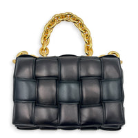 Cassette Shoulder Bag Black in Lambskin, Gold hardware
