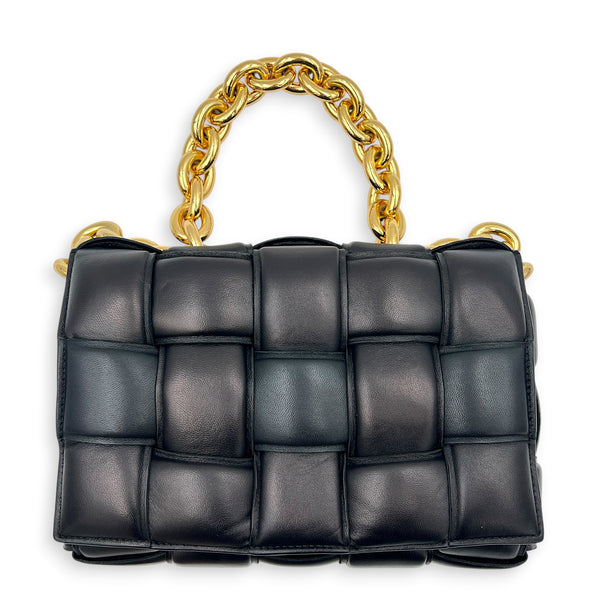 Cassette Shoulder Bag Black in Lambskin, Gold hardware