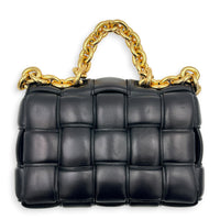 Cassette Shoulder Bag Black in Lambskin, Gold hardware