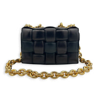 Cassette Shoulder Bag Black in Lambskin, Gold hardware