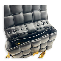 Cassette Shoulder Bag Black in Lambskin, Gold hardware