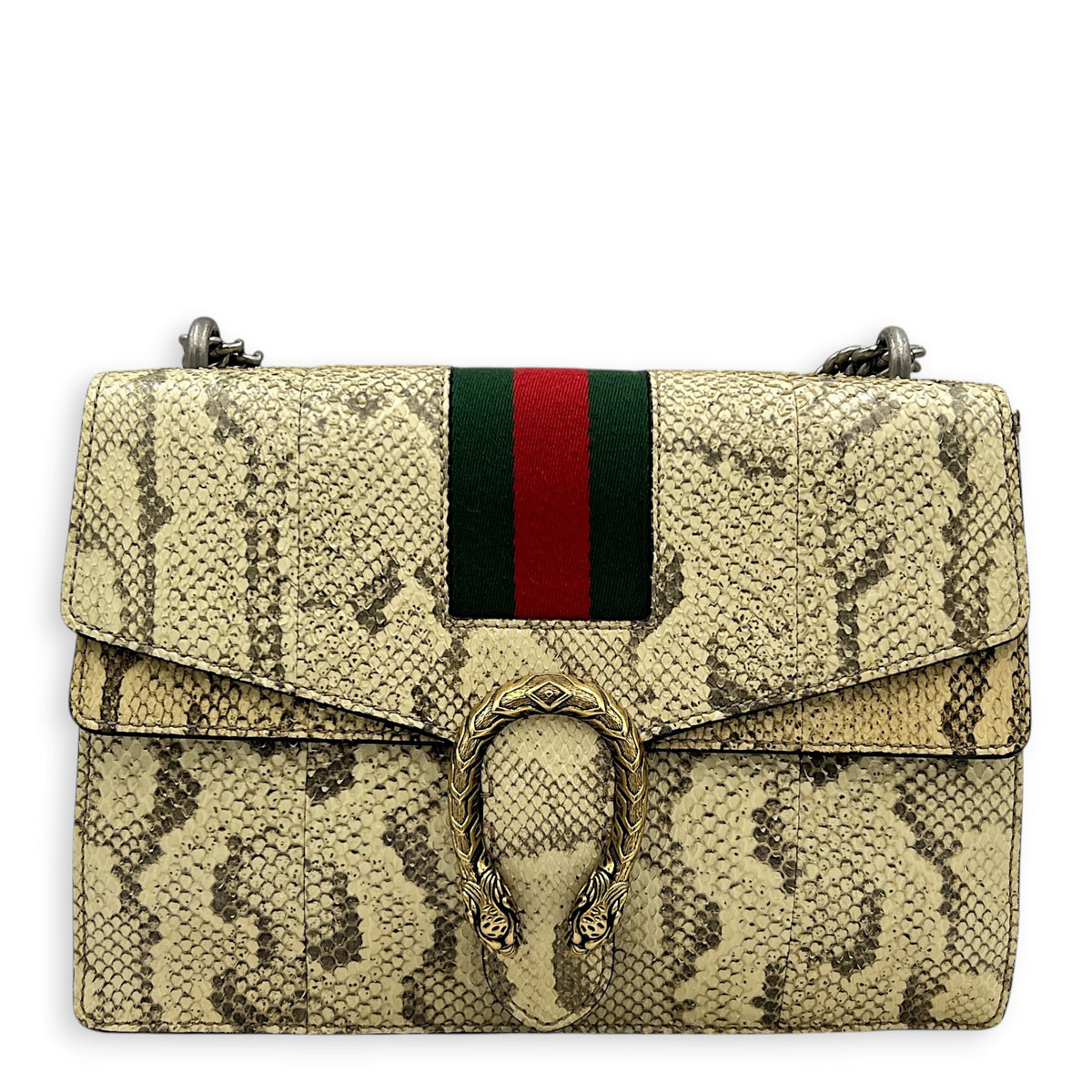 Dionysus Medium Beige Shoulder Bag in Python Leather, Mixed hardware