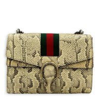 Dionysus Medium Beige Shoulder Bag in Python Leather, Mixed hardware