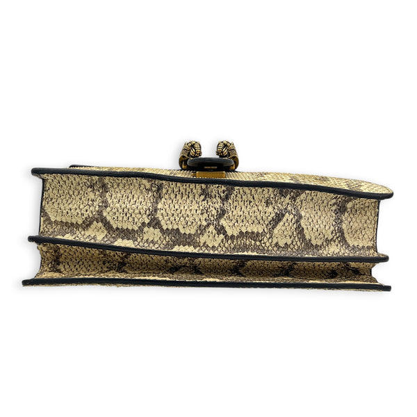 Dionysus Medium Beige Shoulder Bag in Python Leather, Mixed hardware