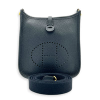 Evelyne Mini Black Crossbody Bag in Clemence, Gold hardware