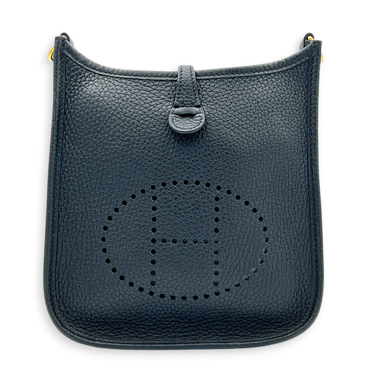 Evelyne Mini Black Crossbody Bag in Clemence, Gold hardware