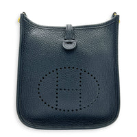 Evelyne Mini Black Crossbody Bag in Clemence, Gold hardware