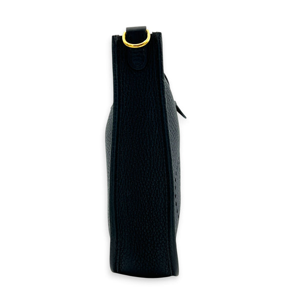 Evelyne Mini Black Crossbody Bag in Clemence, Gold hardware