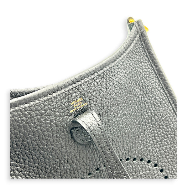 Evelyne Mini Black Crossbody Bag in Clemence, Gold hardware